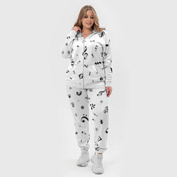 Женский 3D-костюм Нотные Знаки Черные на Белом, цвет: 3D-белый — фото 2