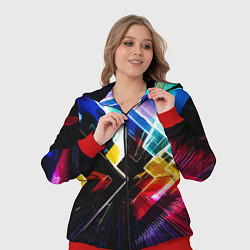 Женский 3D-костюм Неоновая молния Абстракция Neon Lightning Abstract, цвет: 3D-красный — фото 2