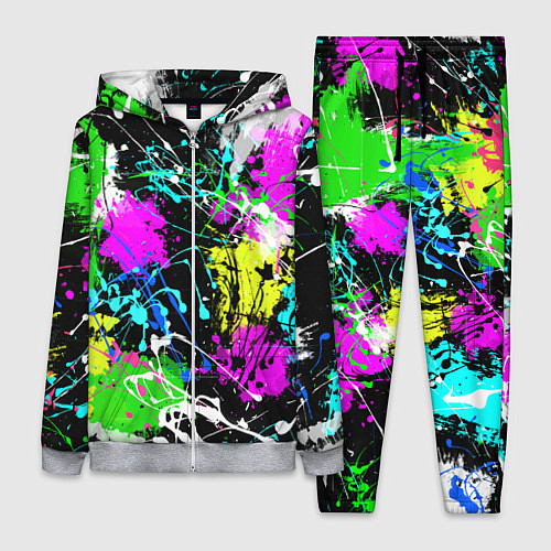Женский костюм Разноцветные пятна краски на черном фоне / 3D-Меланж – фото 1