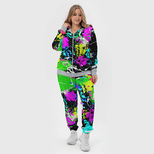 Женский костюм Разноцветные пятна краски на черном фоне / 3D-Меланж – фото 4