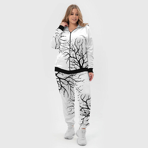 Женский костюм Черные ветки деревьев на белом фоне / 3D-Черный – фото 4