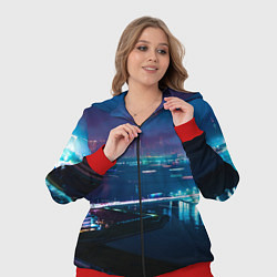 Женский 3D-костюм Неоновый город и мост - Синий, цвет: 3D-красный — фото 2