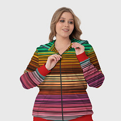 Женский 3D-костюм Multicolored thin stripes Разноцветные полосы, цвет: 3D-красный — фото 2