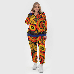 Женский 3D-костюм Хохломская Роспись Цветы На Тёмном Фоне, цвет: 3D-синий — фото 2