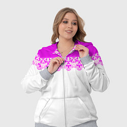 Женский 3D-костюм White and pink lace pattern, цвет: 3D-меланж — фото 2