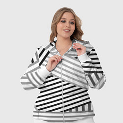 Женский 3D-костюм Полосатый узор в черно-белых цветах, цвет: 3D-белый — фото 2