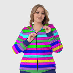 Женский 3D-костюм Multicolored neon bright stripes, цвет: 3D-синий — фото 2