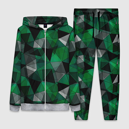 Женский костюм Зеленый, серый и черный геометрический / 3D-Меланж – фото 1