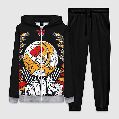 Женский костюм Герб СССР на черном фоне / 3D-Меланж – фото 1