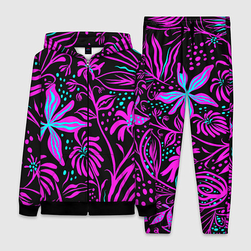 Женский костюм Purple flowers pattern / 3D-Черный – фото 1