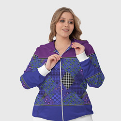 Женский 3D-костюм Combined burgundy-blue pattern with patchwork, цвет: 3D-белый — фото 2