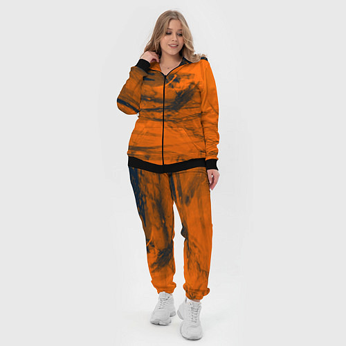 Женский костюм Абстрактная оранжевая поверхность и чёрные тени / 3D-Черный – фото 4