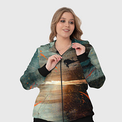 Женский 3D-костюм Светло-синий абстрактный фон и брызки красок, цвет: 3D-черный — фото 2