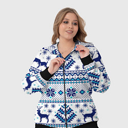 Женский 3D-костюм Happy new year, blue deer, цвет: 3D-черный — фото 2