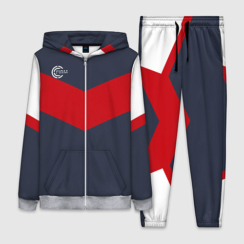 Женский костюм FIRM темно-синий с красной полосой / 3D-Меланж – фото 1