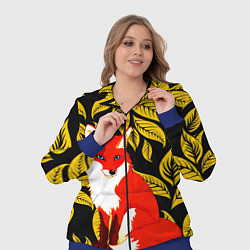 Женский 3D-костюм Лиса на фоне жёлтых листьев, цвет: 3D-синий — фото 2
