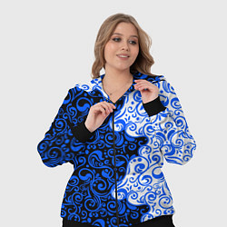 Женский 3D-костюм Синие узоры, цвет: 3D-черный — фото 2