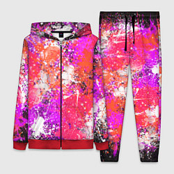 Женский костюм Разбрызганная красная краска - темный фон