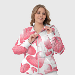 Женский 3D-костюм Розовые акварельные сердца - паттерн, цвет: 3D-белый — фото 2