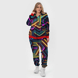 Женский 3D-костюм Неоновый узор на стене, цвет: 3D-красный — фото 2
