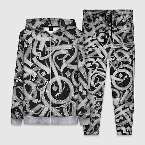 Женский костюм Черно-белая каллиграфия / 3D-Меланж – фото 1