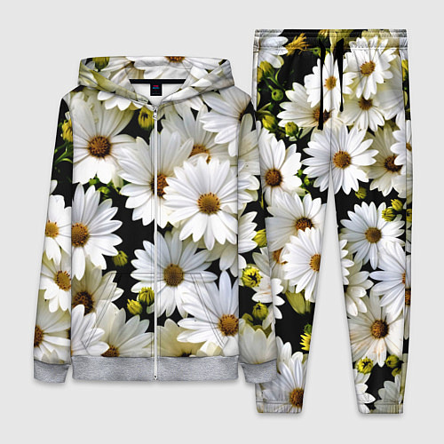 Женский костюм Белые цветы ромашки - летний паттерн / 3D-Меланж – фото 1