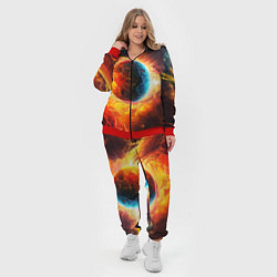 Женский 3D-костюм Планета в огненном космосе, цвет: 3D-красный — фото 2