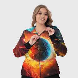 Женский 3D-костюм Планета в огненном космосе, цвет: 3D-черный — фото 2