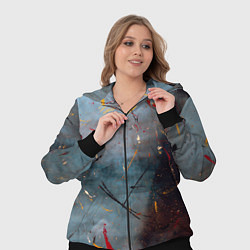 Женский 3D-костюм Тёмно-серый туман и краски, цвет: 3D-черный — фото 2