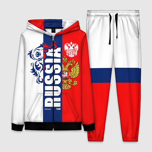 Женский костюм Russia national team: white blue red / 3D-Черный – фото 1