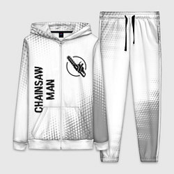 Женский костюм Chainsaw Man glitch на светлом фоне: надпись, симв