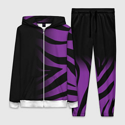 Женский 3D-костюм Фиолетовый с черными полосками зебры, цвет: 3D-белый