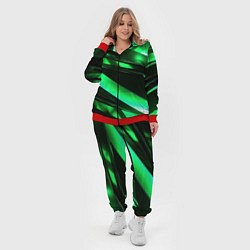 Женский 3D-костюм Зеленая неоновая абстракция, цвет: 3D-красный — фото 2