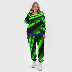 Женский 3D-костюм Green neon abstract, цвет: 3D-синий — фото 2