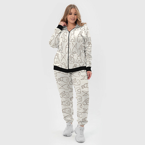 Женский костюм Хвостики зайчиков - паттерн на молочном / 3D-Черный – фото 4