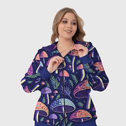 Женский 3D-костюм Грибы паттерн, цвет: 3D-синий — фото 2