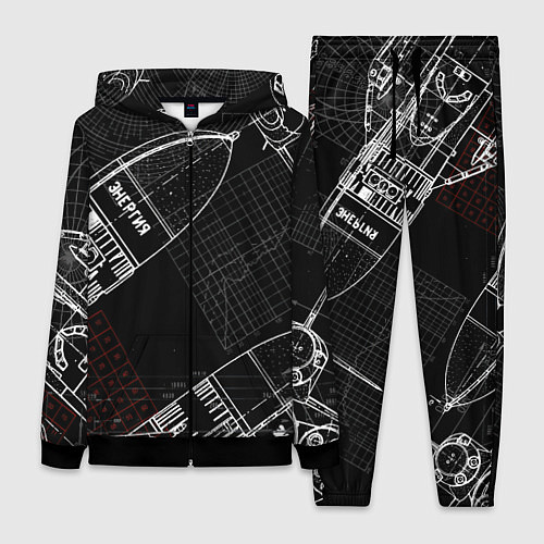 Женский костюм Чертеж ракеты / 3D-Черный – фото 1