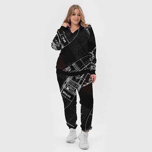 Женский костюм Чертеж ракеты / 3D-Черный – фото 4