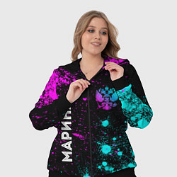 Женский 3D-костюм Марина и неоновый герб России: надпись, символ, цвет: 3D-черный — фото 2