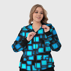 Женский 3D-костюм Геометрия - синие квадраты, цвет: 3D-черный — фото 2