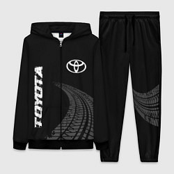 Женский 3D-костюм Toyota speed на темном фоне со следами шин: надпис, цвет: 3D-черный