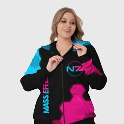 Женский 3D-костюм Mass Effect - neon gradient: надпись, символ, цвет: 3D-черный — фото 2