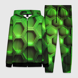 Женский 3D-костюм Объемные зеленые соты, цвет: 3D-черный