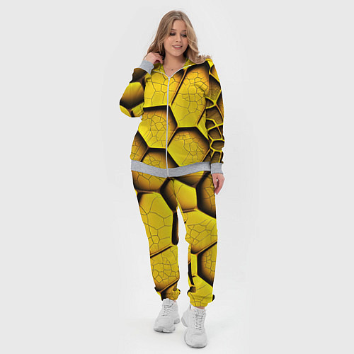 Женский костюм Желтые шестиугольники с трещинами - объемная текст / 3D-Меланж – фото 4
