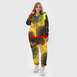 Женский 3D-костюм Разлом плит и неон, цвет: 3D-красный — фото 2