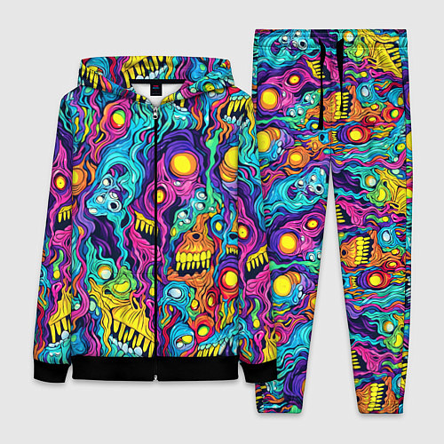 Женский костюм Кислотные психоделические черепа / 3D-Черный – фото 1