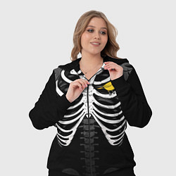 Женский 3D-костюм Скелет: ребра с птицей, цвет: 3D-черный — фото 2