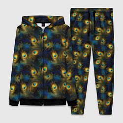 Женский 3D-костюм Перья павлина на черном фоне, цвет: 3D-черный