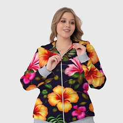 Женский 3D-костюм Гавайские цветы узор, цвет: 3D-меланж — фото 2