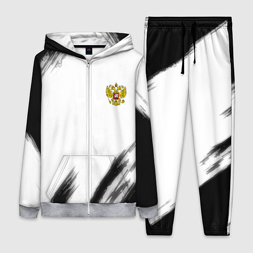Женский костюм Russia sport черно белый / 3D-Меланж – фото 1